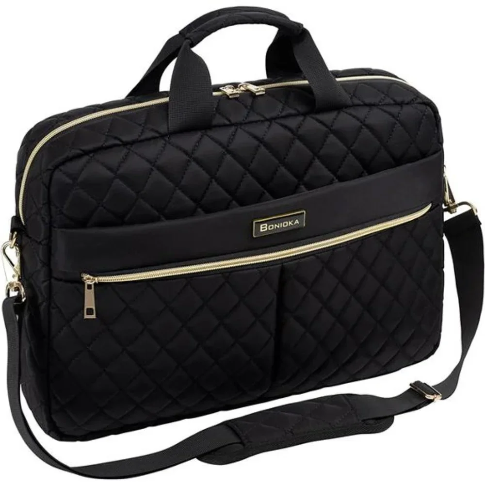 Luxury Laptop & Tablet Briefcase Bag for Women-Black